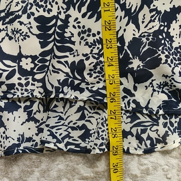 J. G. Hook Floral Tropical A-Line Lined Midi Skirt 10 Navy Blue Cream - Picture 14 of 14